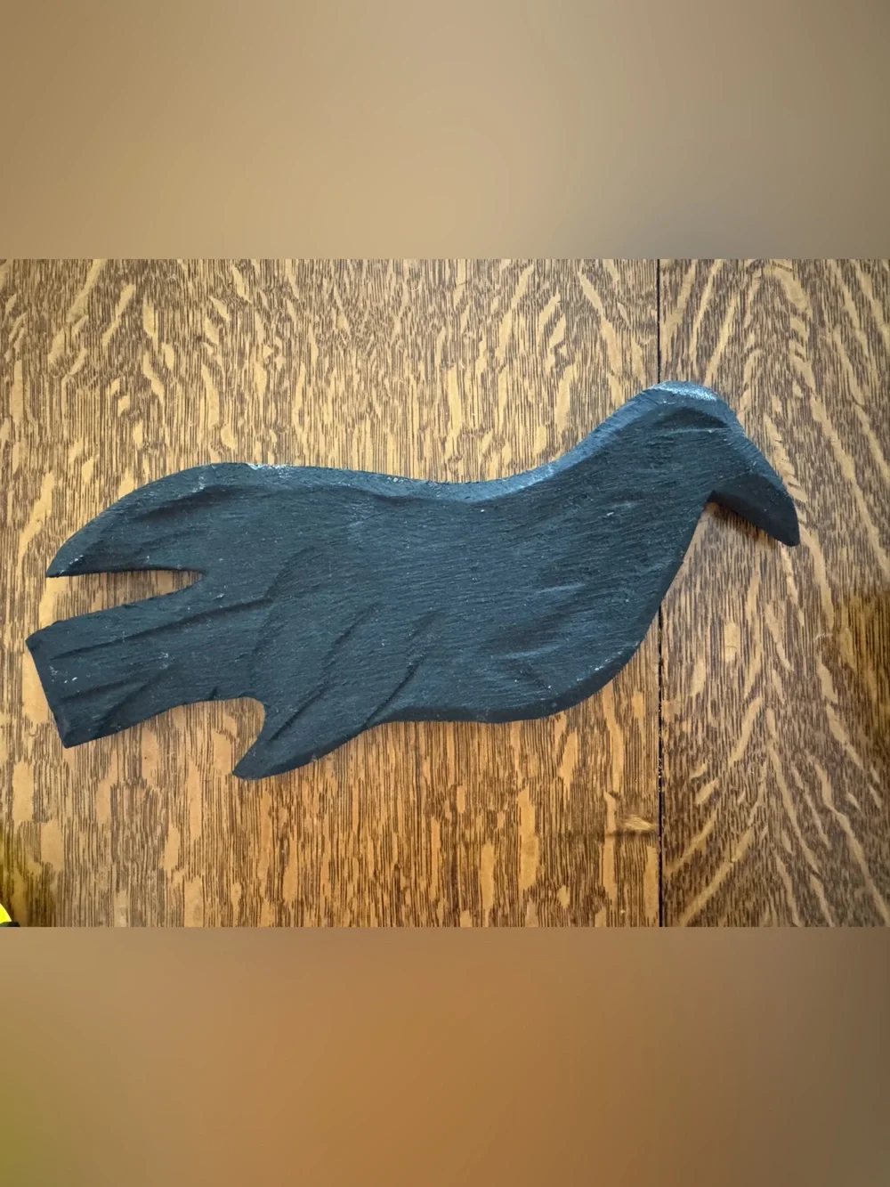 Black Hand-Carved Wooden Wall Accent